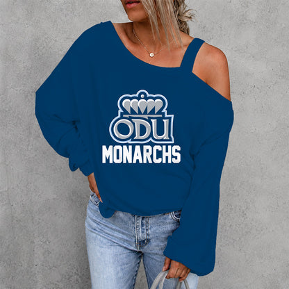 [HOOPS SPECIAL] NEW CUSTOMIZED NCAA CFH03 ODM OLD DOMINION MONARCHS WOMEN'S OFF-SHOULDER LONG SLEEVE SHIRT