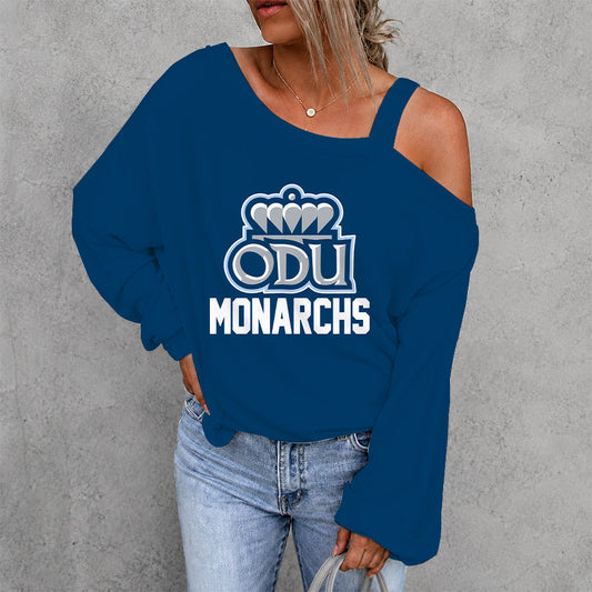 [HOOPS SPECIAL] NEW CUSTOMIZED NCAA CFH03 ODM OLD DOMINION MONARCHS WOMEN'S OFF-SHOULDER LONG SLEEVE SHIRT