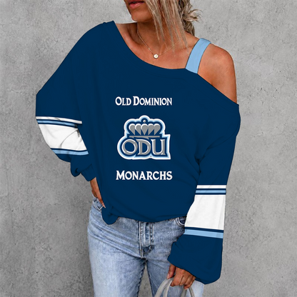 [HOOPS SPECIAL] NEW CUSTOMIZED NCAA CFH03 ODM OLD DOMINION MONARCHS WOMEN'S OFF-SHOULDER LONG SLEEVE SHIRT