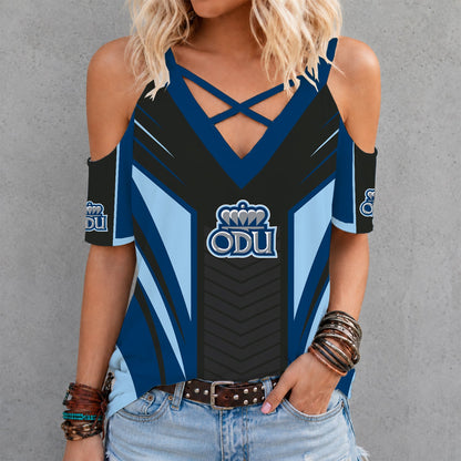 [HOOPS SPECIAL] NEW CUSTOMIZED NCAA CFH03 ODM OLD DOMINION MONARCHS CRISS CROSS V-NECK TOP