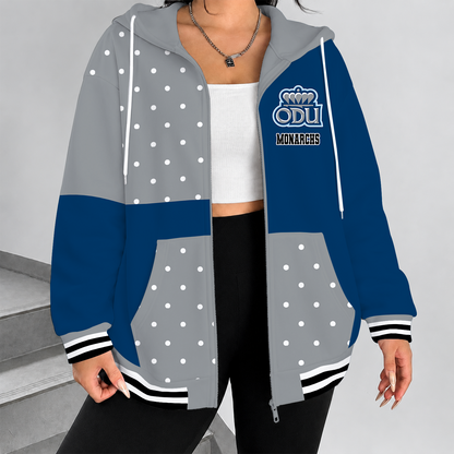 [HOOPS SPECIAL] NEW CUSTOMIZED NCAA CFH03 ODM OLD DOMINION MONARCHS STRAPPY ZIP HOODIE
