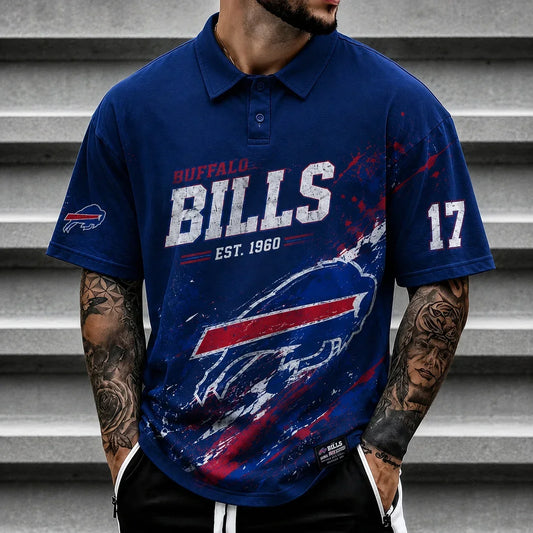 [TOUCHDOWN DEAL] NEW CUSTOMIZED NFL03 BFB BUFFALO BILLS POLO SHIRT