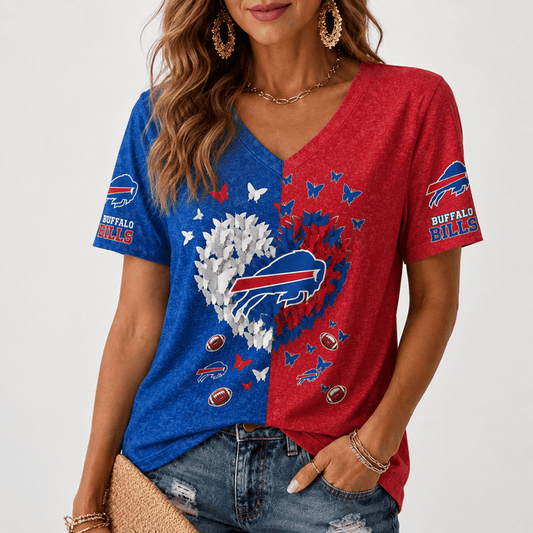 [TOUCHDOWN DEAL] NEW CUSTOMIZED NFL03 BFB BUFFALO BILLS V-NECK FEMALE SHIRT