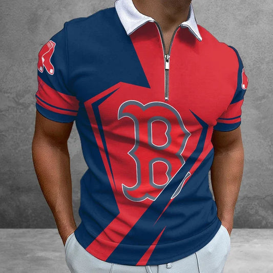 [HOMERUN DEAL] NEW CUSTOMIZED MLB03 BRS BOSTON RED SOX ZIP POLO SHIRT