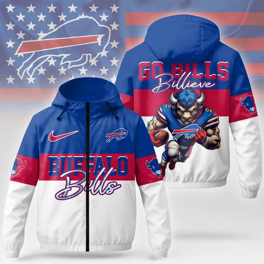 [TOUCHDOWN DEAL] NEW CUSTOMIZED NFL03 BFB BUFFALO BILLS WINDBREAKER JACKET
