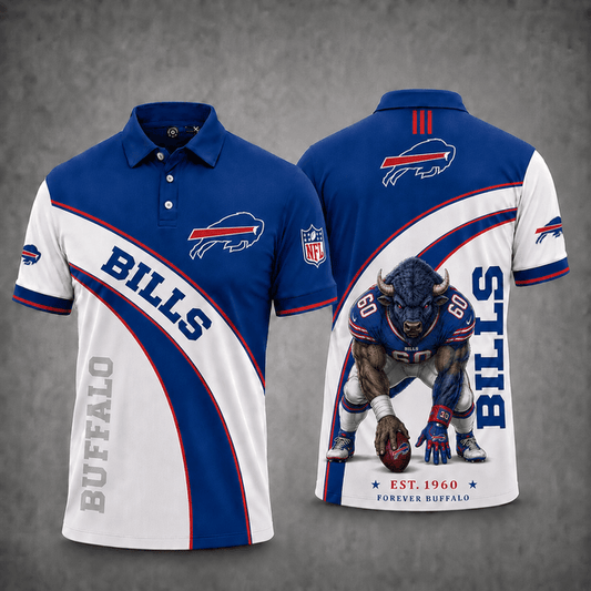 [TOUCHDOWN DEAL] NEW CUSTOMIZED NFL03 BFB BUFFALO BILLS POLO SHIRT