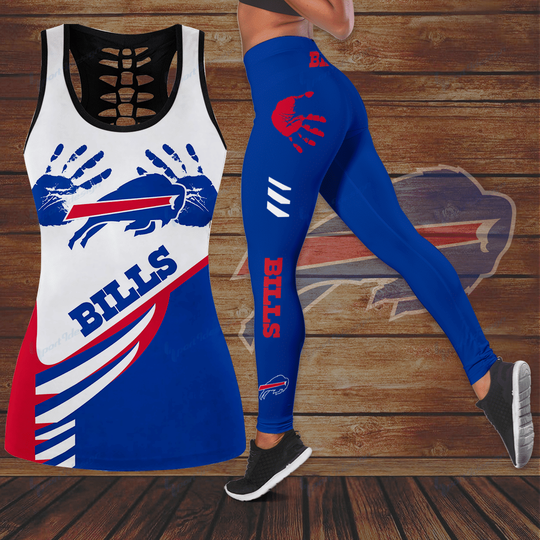 [TOUCHDOWN DEAL] NEW CUSTOMIZED NFL03 BFB BUFFALO BILLS HOLLOW TANK TOP & LEGGINGS SET