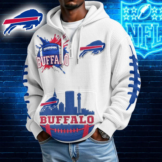 [TOUCHDOWN DEAL] NEW CUSTOMIZED NFL03 BFB BUFFALO BILLS WAFFLE FULL ZIP HOODIE
