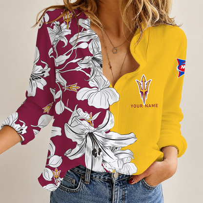 [TOUCHDOWN DEAL] NEW CUSTOMIZED NCAA FBS04 ASS ARIZONA STATE SUN DEVILS WOMEN CASUAL SHIRT