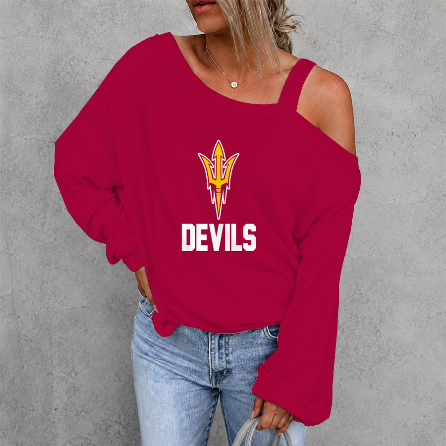 [TOUCHDOWN DEAL] NEW CUSTOMIZED NCAA FBS04 ASS ARIZONA STATE SUN DEVILS WOMEN'S OFF-SHOULDER LONG SLEEVE SHIRT