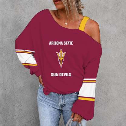 [TOUCHDOWN DEAL] NEW CUSTOMIZED NCAA FBS04 ASS ARIZONA STATE SUN DEVILS WOMEN'S OFF-SHOULDER LONG SLEEVE SHIRT