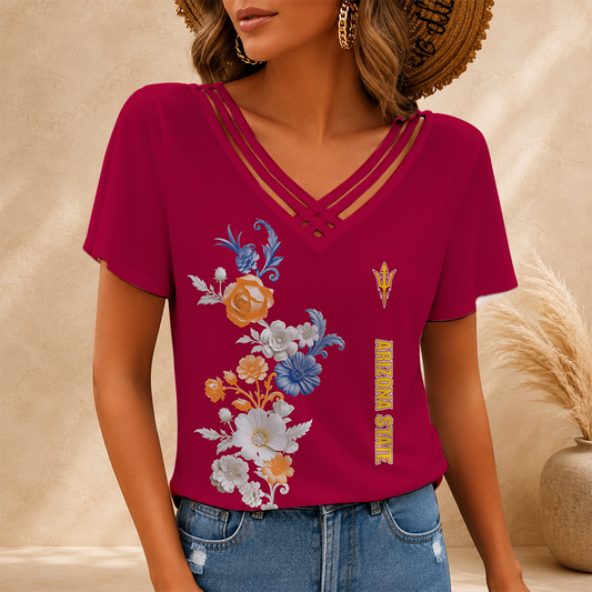 [FAN FAVORITE] NEW CUSTOMIZED NCAA FBS04 ASS ARIZONA STATE SUN DEVILS V-NECK SHIRT