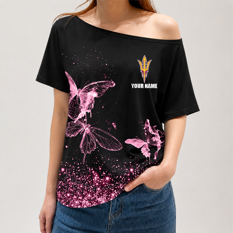 [TOUCHDOWN DEAL]NEW CUSTOMIZED NCAA FBS04 ASS ARIZONA STATE SUN DEVILS OFF-SHOULDER SHIRT