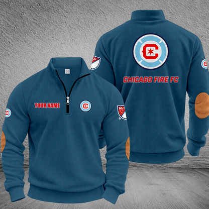 [GOAL DEAL] NEW CUSTOMIZED MLS04 CCF CHICAGO FIRE FC MULTICOLOR STRIPED QUATER ZIP SWEATSHIRT