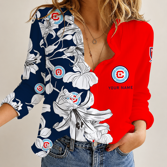 [GOAL DEAL] NEW CUSTOMIZED MLS04 CCF CHICAGO FIRE FC WOMEN CASUAL SHIRT