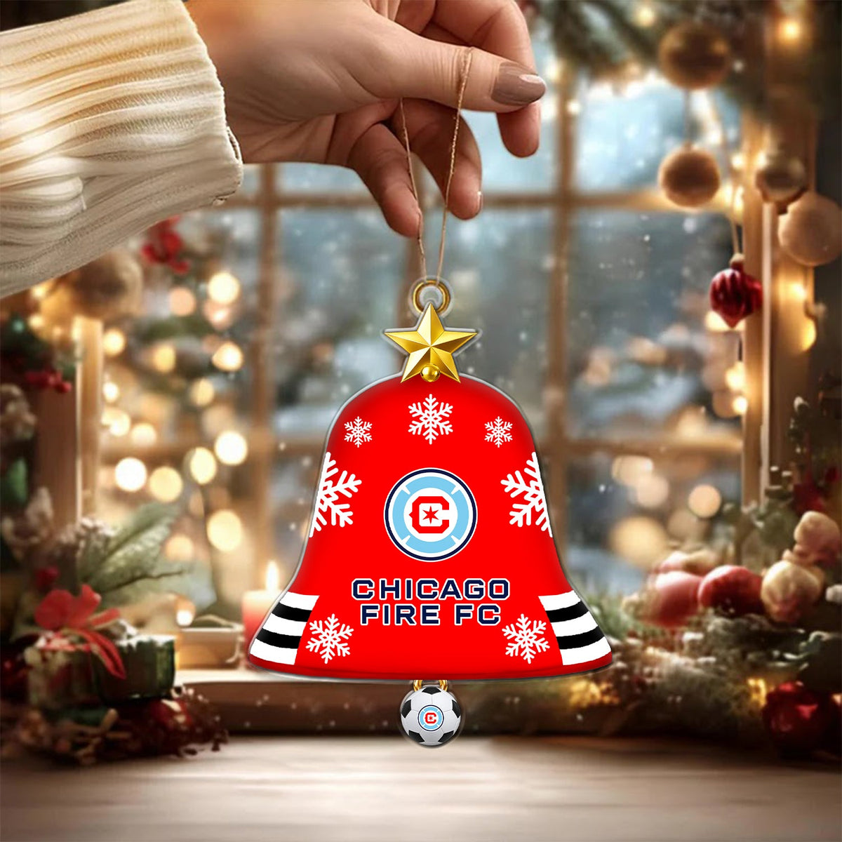 [GOAL DEAL] NEW CUSTOMIZED MLS04 CCF CHICAGO FIRE FC CHRISTMAS ACRYLIC ORNAMENT
