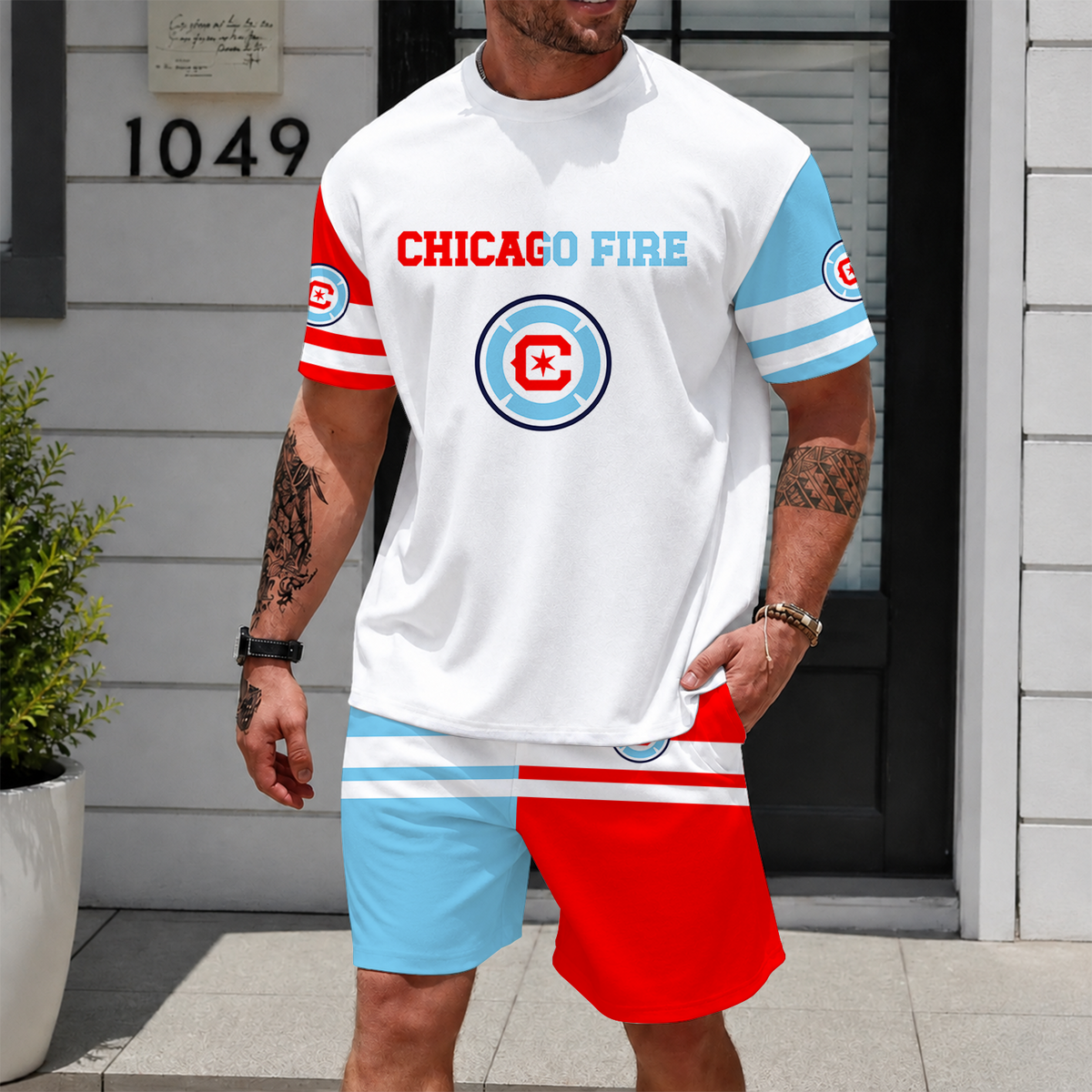 [GOAL DEAL] NEW CUSTOMIZED MLS04 CCF CHICAGO FIRE FC UNISEX T-SHIRT & SHORTS SET