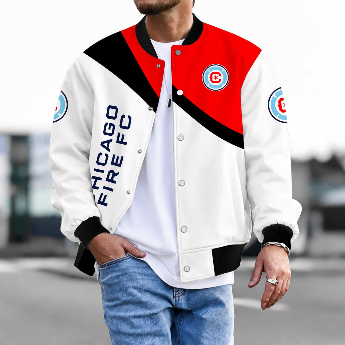 [GOAL DEAL] NEW CUSTOMIZED MLS04 CCF CHICAGO FIRE FC BASEBALL JACKET & SATIN VARSITY JACKET