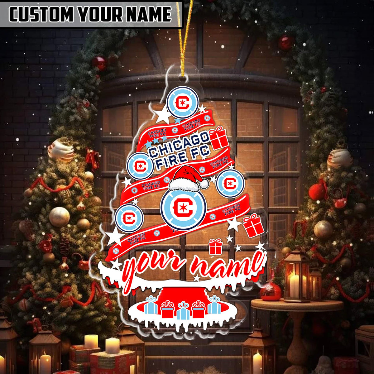 [GOAL DEAL] NEW CUSTOMIZED MLS04 CCF CHICAGO FIRE FC CHRISTMAS ACRYLIC ORNAMENT