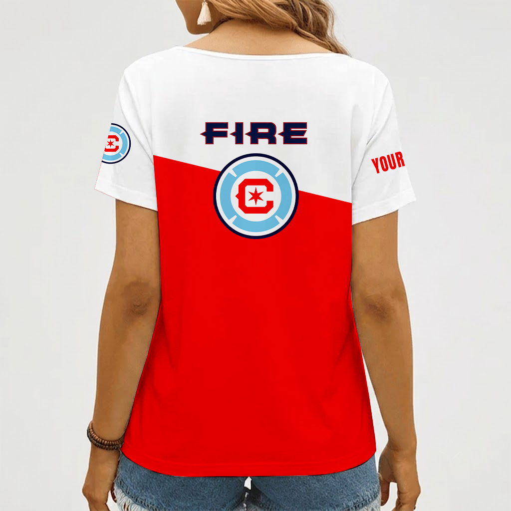 [GOAL DEAL] NEW CUSTOMIZED MLS04 CCF CHICAGO FIRE FC V-NECK FEMALE SHIRT
