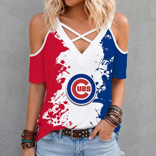[HOMERUN DEAL] NEW CUSTOMIZED MLB04 CCS CHICAGO CUBS CRISS CROSS V-NECK TOP