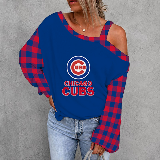 [HOMERUN DEAL] NEW CUSTOMIZED MLB04 CCS CHICAGO CUBS WOMEN'S OFF-SHOULDER LONG SLEEVE SHIRT