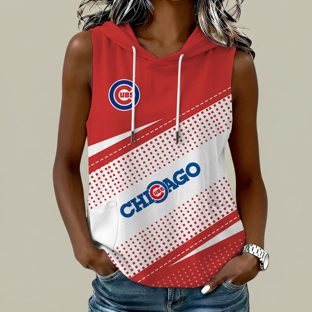 [HOMERUN DEAL] NEW CUSTOMIZED MLB04 CCS CHICAGO CUBS WOMEN'S SLEEVELESS HOODED POCKET TANK TOP