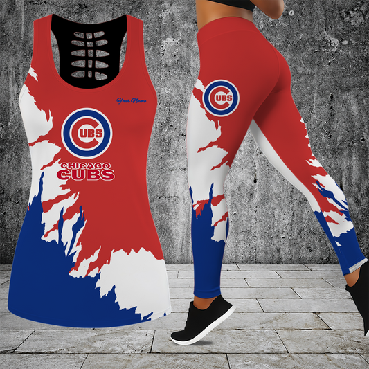 [HOMERUN DEAL] NEW CUSTOMIZED MLB04 CCS CHICAGO CUBS HOLLOW TANK TOP & LEGGINGS SET