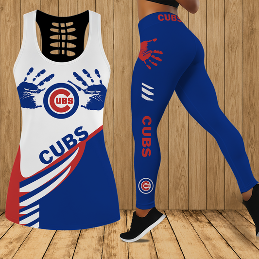 [HOMERUN DEAL] NEW CUSTOMIZED MLB04 CCS CHICAGO CUBS HOLLOW TANK TOP & LEGGINGS SET
