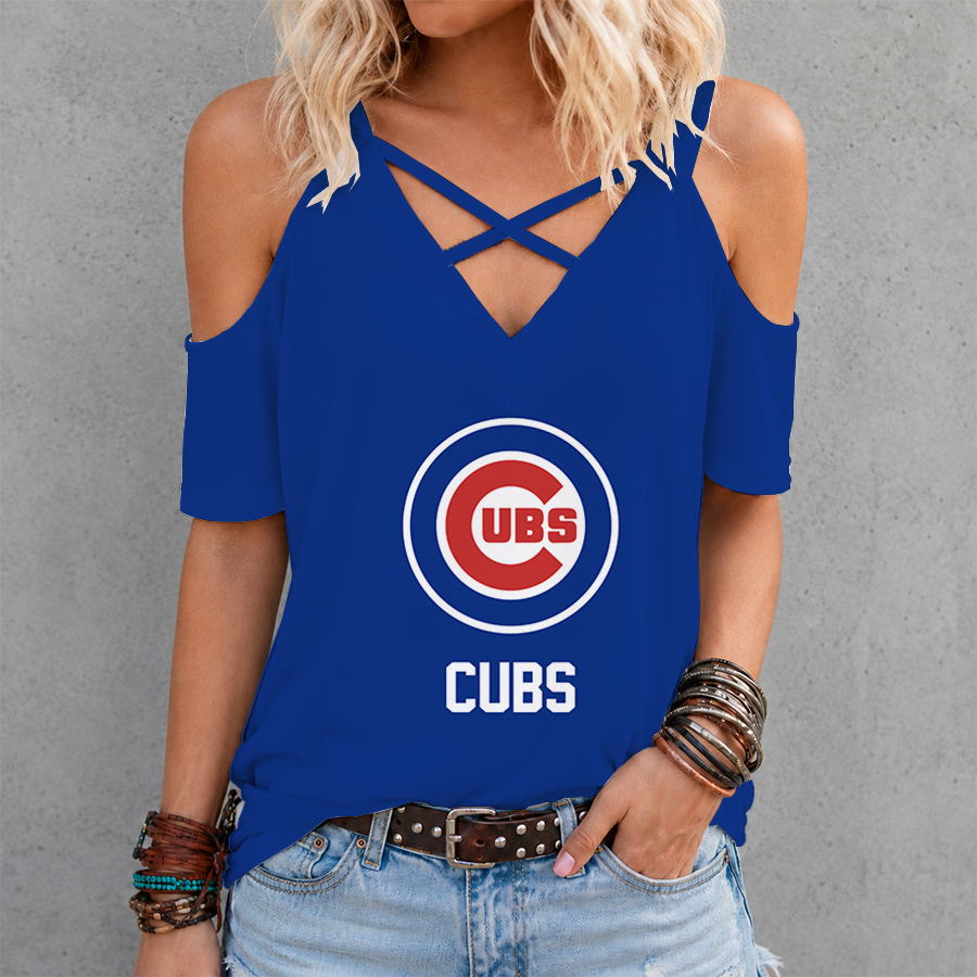 [HOMERUN DEAL] NEW CUSTOMIZED MLB04 CCS CHICAGO CUBS CRISS CROSS V-NECK TOP