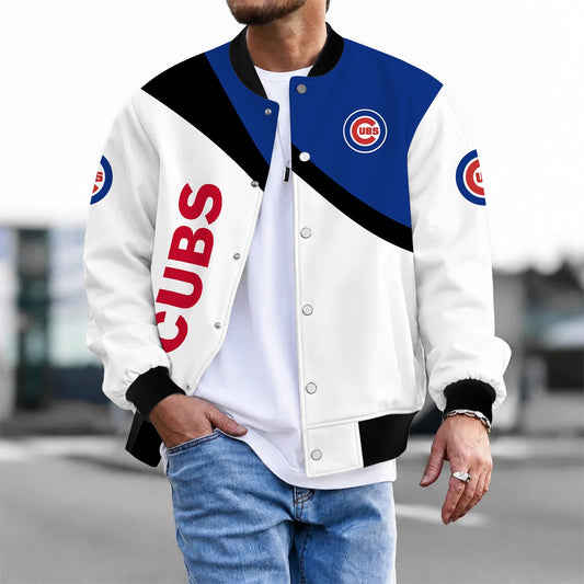 [HOMERUN DEAL] NEW CUSTOMIZED MLB04 CCS CHICAGO CUBS SATIN VARSITY & BASEBALL JACKET