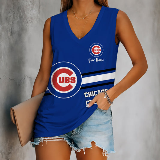 [HOMERUN DEAL] NEW CUSTOMIZED MLB04 CCS CHICAGO CUBS WOMEN'S V-NECK TANK TOP