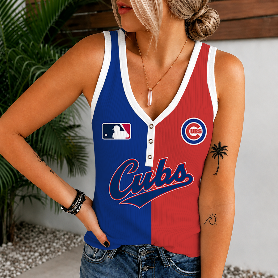 [HOMERUN DEAL] NEW CUSTOMIZED MLB04 CCS CHICAGO CUBS WOMEN'S V-NECK TANK TOP