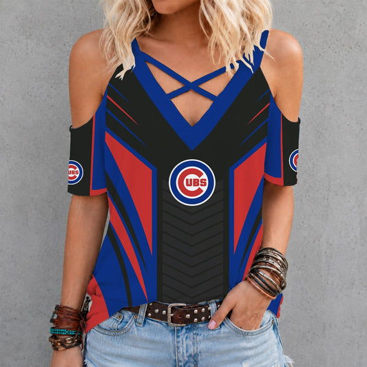 [HOMERUN DEAL] NEW CUSTOMIZED MLB04 CCS CHICAGO CUBS CRISS CROSS V-NECK TOP