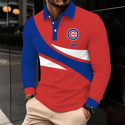 [HOMERUN DEAL] NEW CUSTOMIZED MLB04 CCS CHICAGO CUBS MEN'S LONG SLEEVE POLO