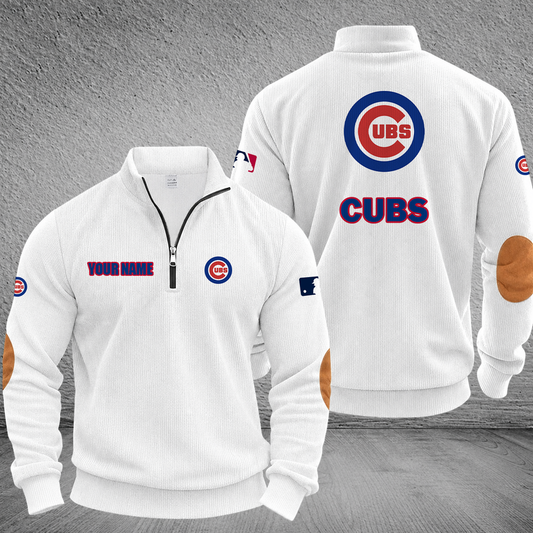 [HOMERUN DEAL] NEW CUSTOMIZED MLB04 CCS CHICAGO CUBS MULTICOLOR STRIPED QUATER ZIP SWEATSHIRT
