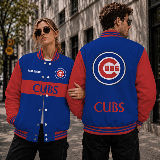 [HOMERUN DEAL] NEW CUSTOMIZED MLB04 CCS CHICAGO CUBS SATIN VARSITY & BASEBALL JACKET