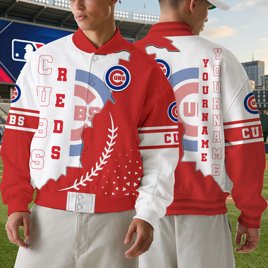 [HOMERUN DEAL] NEW CUSTOMIZED MLB04 CCS CHICAGO CUBS SATIN VARSITY & BASEBALL JACKET