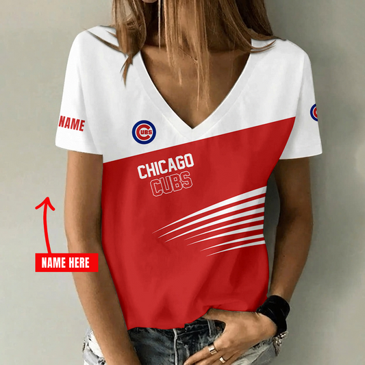 [HOMERUN DEAL] NEW CUSTOMIZED MLB04 CCS CHICAGO CUBS V-NECK FEMALE SHIRT