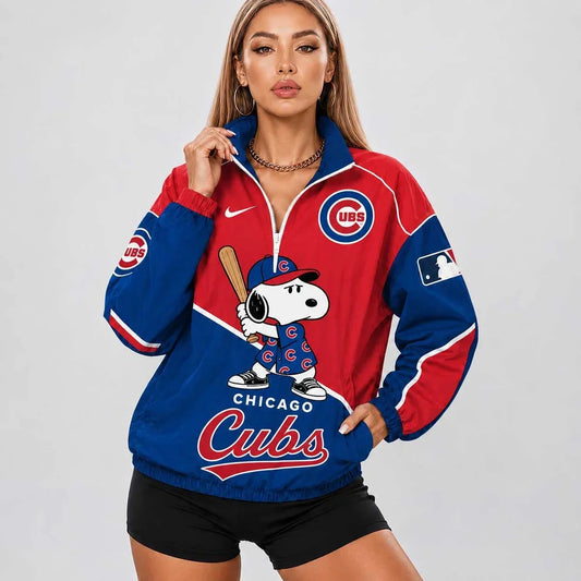 [HOMERUN DEAL] NEW CUSTOMIZED MLB04 CCS CHICAGO CUBS V-NECK ZIPPER SWEATSHIRT JACKET