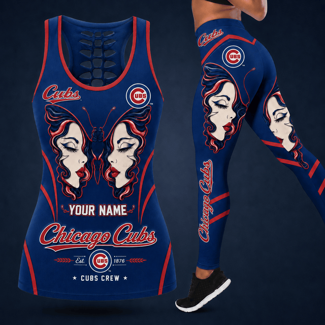 [HOMERUN DEAL] NEW CUSTOMIZED MLB04 CCS CHICAGO CUBS HOLLOW TANK TOP & LEGGINGS SET