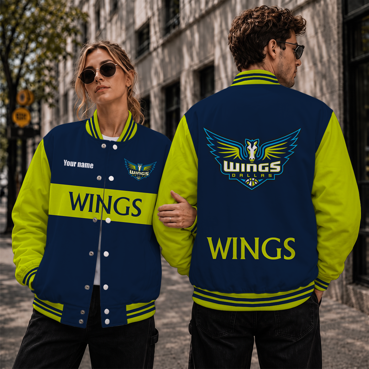 [HOOPS SPECIAL] NEW CUSTOMIZED WNBA04 DLW DALLAS WINGS BASEBALL JACKET, SATIN VARSITY JACKET