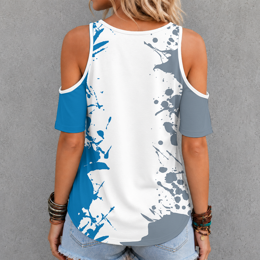[TOUCHDOWN DEAL] NEW CUSTOMIZED NFL04 DTL DETROIT LIONS CRISS CROSS V-NECK TOP
