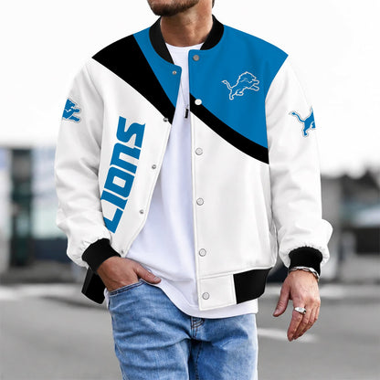 [TOUCHDOWN DEAL] NEW CUSTOMIZED NFL04 DTL DETROIT LIONS SATIN VARSITY & BASEBALL JACKET