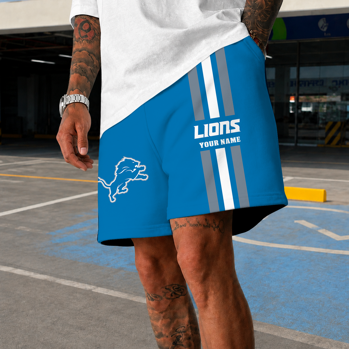 [TOUCHDOWN DEAL] NEW CUSTOMIZED NFL04 DTL DETROIT LIONS SHORT PANTS