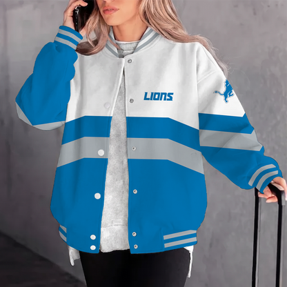 [TOUCHDOWN DEAL] NEW CUSTOMIZED NFL04 DTL DETROIT LIONS SATIN VARSITY & BASEBALL JACKET
