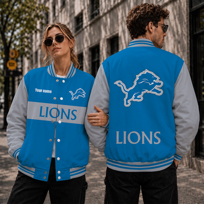[TOUCHDOWN DEAL] NEW CUSTOMIZED NFL04 DTL DETROIT LIONS SATIN VARSITY & BASEBALL JACKET