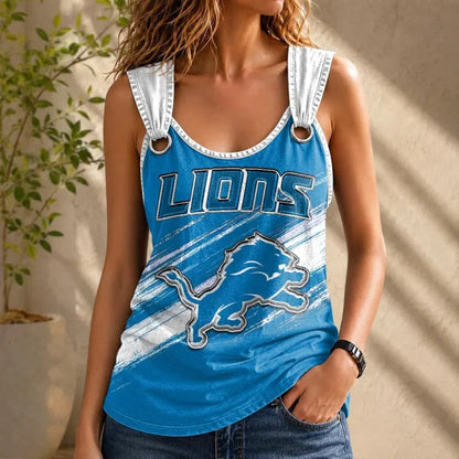 [TOUCHDOWN DEAL] NEW CUSTOMIZED NFL04 DTL DETROIT LIONS O-RING SHOULDER TANK TOP
