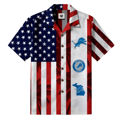 [TOUCHDOWN DEAL] NEW CUSTOMIZED NFL04 DTL DETROIT LIONS PATRIOTIC 250 USA HAWAIIAN SHIRT