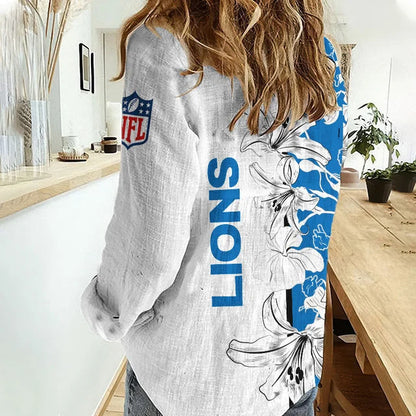 [TOUCHDOWN DEAL] NEW CUSTOMIZED NFL04 DTL DETROIT LIONS WOMEN CASUAL SHIRT FOR FAN